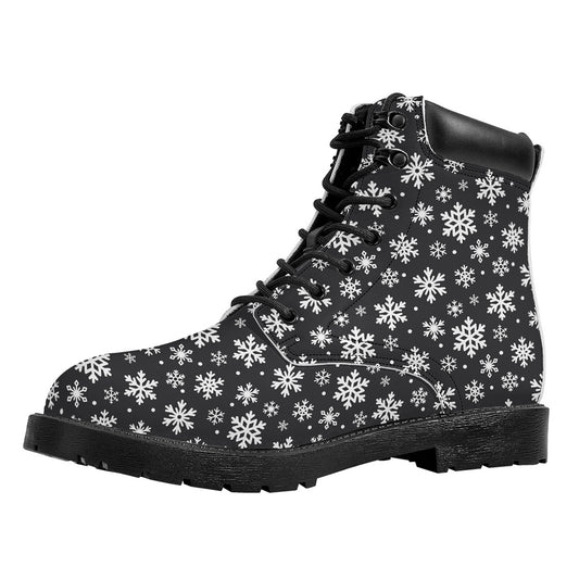 White And Grey Snowflake Pattern Print Work Boots