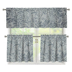 White And Grey Western Floral Print 3 Piece Kitchen Curtains