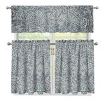White And Grey Western Floral Print 3 Piece Kitchen Curtains