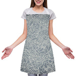 White And Grey Western Floral Print Adjustable Apron
