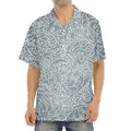 White And Grey Western Floral Print Aloha Shirt