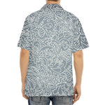 White And Grey Western Floral Print Aloha Shirt
