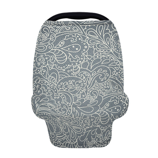White And Grey Western Floral Print Baby Seat Cover