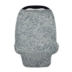 White And Grey Western Floral Print Baby Seat Cover