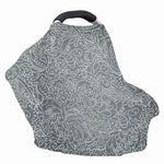 White And Grey Western Floral Print Baby Seat Cover