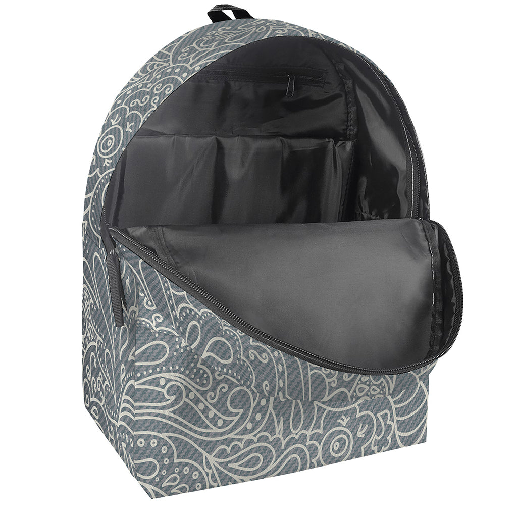White And Grey Western Floral Print Backpack