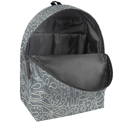 White And Grey Western Floral Print Backpack