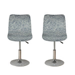 White And Grey Western Floral Print Bar Stool Covers