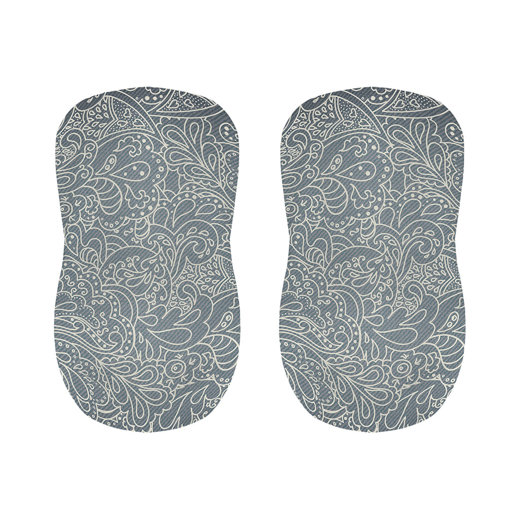 White And Grey Western Floral Print Bar Stool Covers