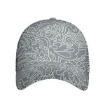 White And Grey Western Floral Print Baseball Cap