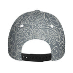 White And Grey Western Floral Print Baseball Cap