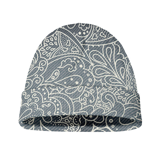 White And Grey Western Floral Print Beanie