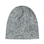 White And Grey Western Floral Print Beanie