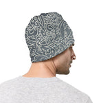 White And Grey Western Floral Print Beanie