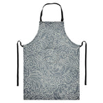 White And Grey Western Floral Print Bib Apron With Pocket