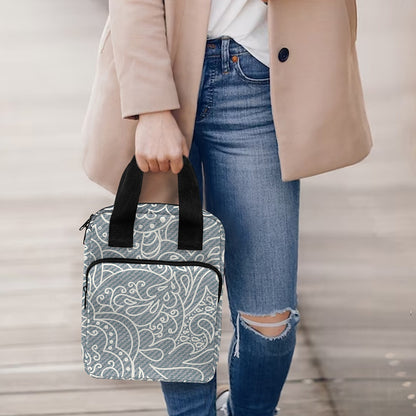 White And Grey Western Floral Print Bible Tote Bag