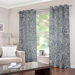 White And Grey Western Floral Print Blackout Grommet Curtains
