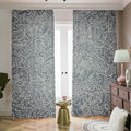 White And Grey Western Floral Print Dimout Pencil Pleat Curtains