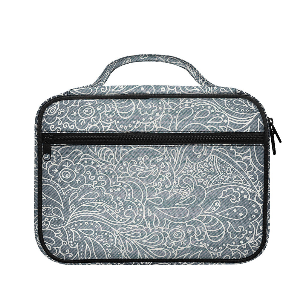 White And Grey Western Floral Print Briefcase Bible Bag