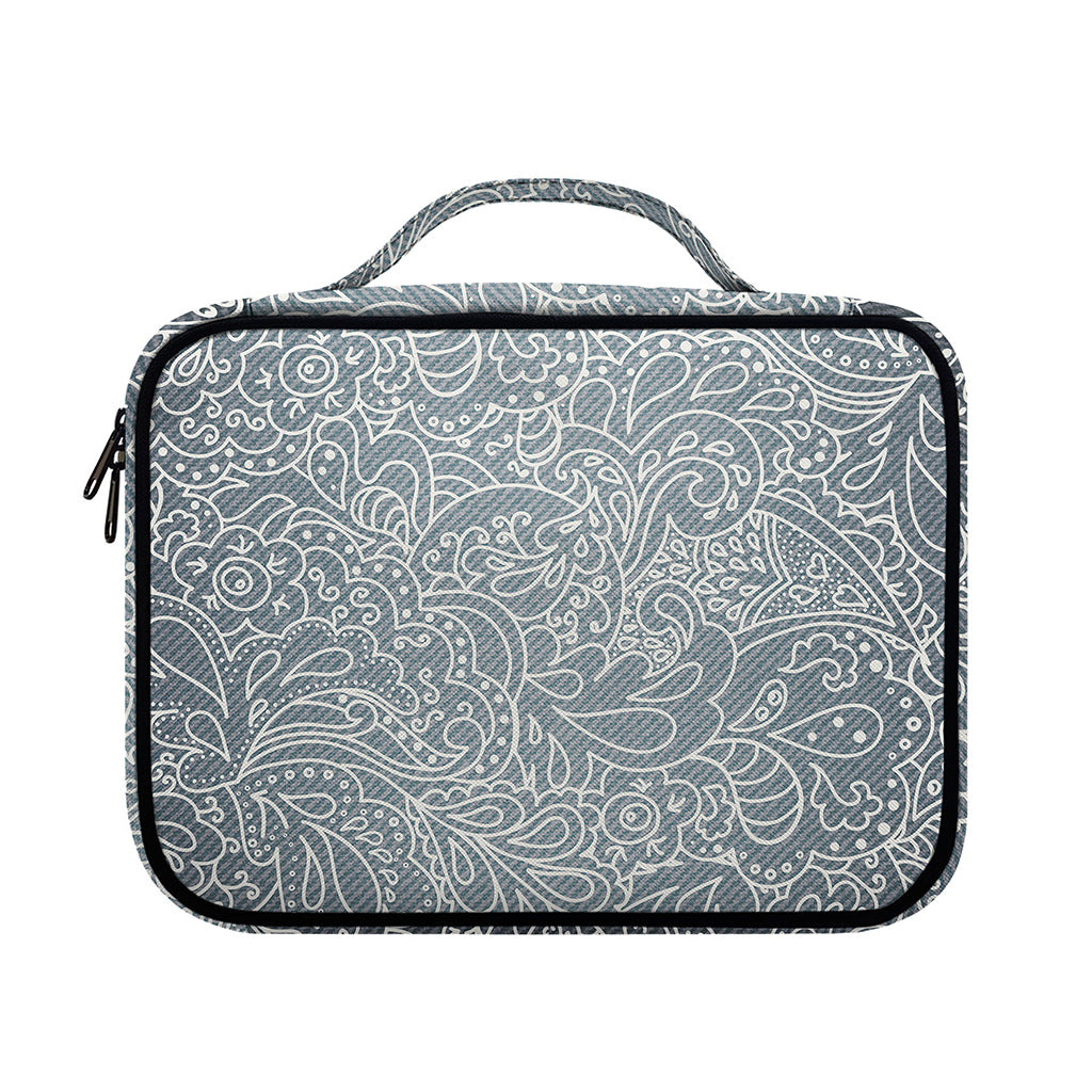 White And Grey Western Floral Print Briefcase Bible Bag