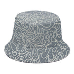 White And Grey Western Floral Print Bucket Hat
