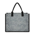 White And Grey Western Floral Print Canvas Tote Bag