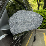 White And Grey Western Floral Print Car Side Mirror Covers