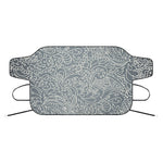 White And Grey Western Floral Print Car Windshield Snow Cover