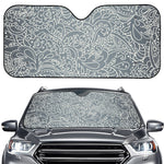 White And Grey Western Floral Print Car Windshield Sun Shade