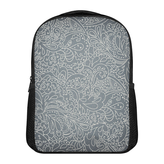 White And Grey Western Floral Print Casual Backpack