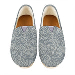 White And Grey Western Floral Print Casual Shoes