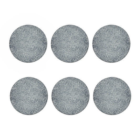 White And Grey Western Floral Print Coaster Set