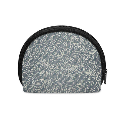 White And Grey Western Floral Print Coin Purse