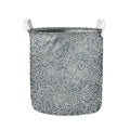 White And Grey Western Floral Print Collapsible Laundry Basket