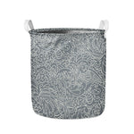 White And Grey Western Floral Print Collapsible Laundry Basket