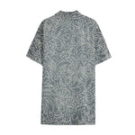 White And Grey Western Floral Print Cotton Hawaiian Shirt