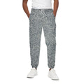 White And Grey Western Floral Print Cotton Sweatpants