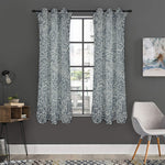 White And Grey Western Floral Print Curtain