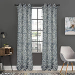 White And Grey Western Floral Print Curtain