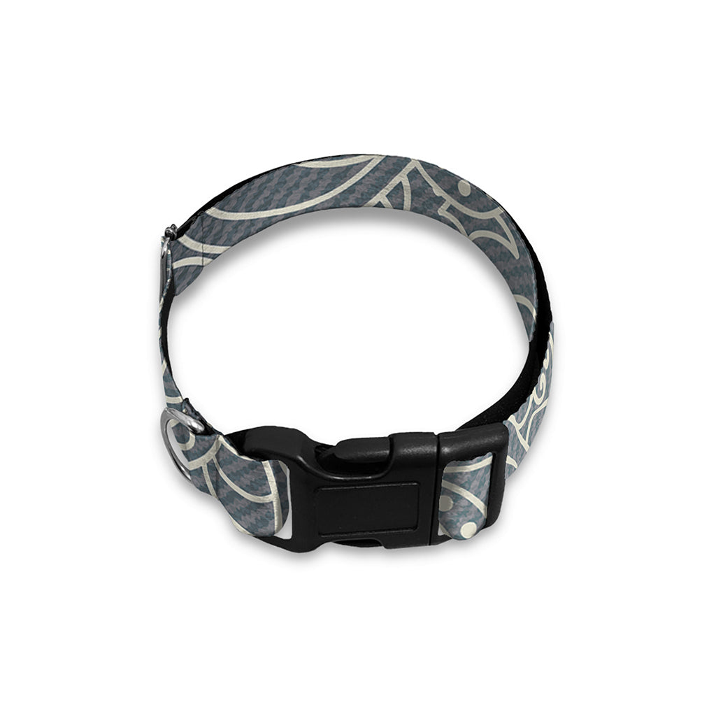 White And Grey Western Floral Print Dog Collar