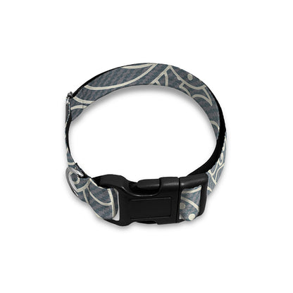 White And Grey Western Floral Print Dog Collar