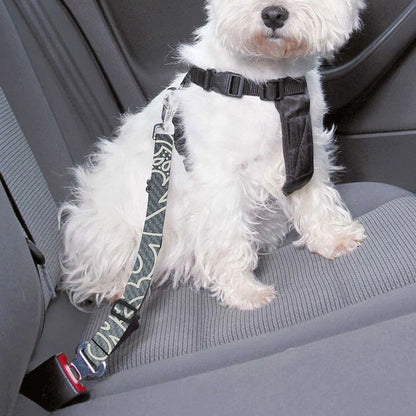 White And Grey Western Floral Print Dog Seat Belt
