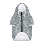 White And Grey Western Floral Print Dog Zip Up Hoodie