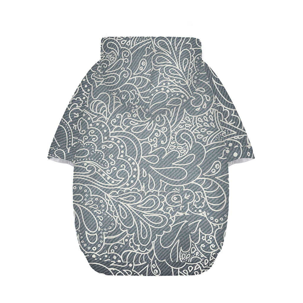 White And Grey Western Floral Print Dog Zip Up Hoodie