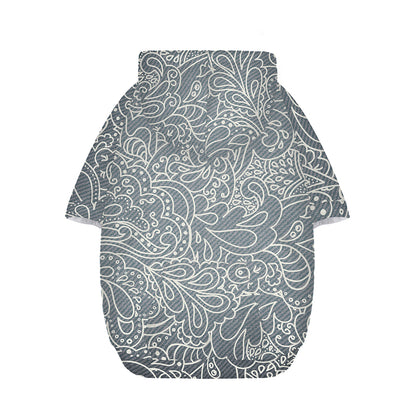 White And Grey Western Floral Print Dog Zip Up Hoodie