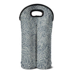 White And Grey Western Floral Print Double Neoprene Wine Tote