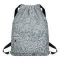 White And Grey Western Floral Print Drawstring Backpack