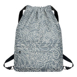 White And Grey Western Floral Print Drawstring Backpack