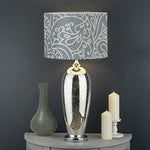 White And Grey Western Floral Print Drum Lamp Shade