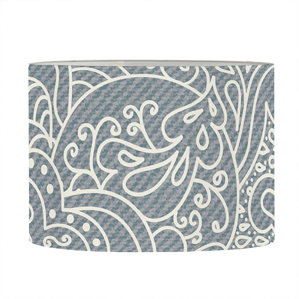 White And Grey Western Floral Print Drum Lamp Shade